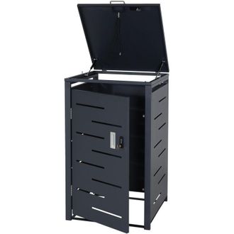 Hhg Hhg - Nunca Usado] Tapa De Cubo De Basura De 1 Pieza 018, Caja De Cubo De Basura Tapa De Cubo De Basura, Extensible 103x60x62cm, Antracita, Acero 24kg