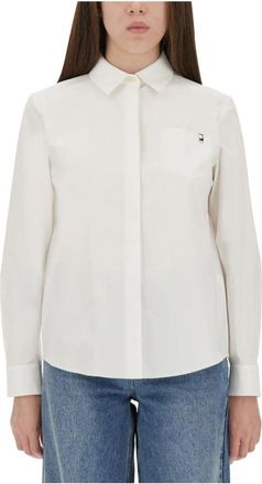 Tory Burch Katoenen Poplin Shirt - Dames - Overhemden - Wit - 2XS - Katoen - Overhemden