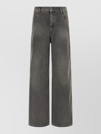 Golden Goose cotton studded mid-rise wide-leg jeans