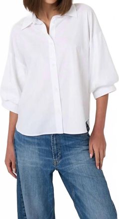 Repeat Stretch Cotton Poplin Blouse In White