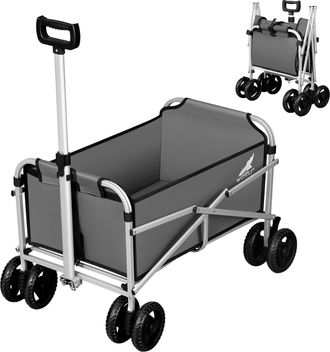 Woltu Carro De Playa Manual Plegable Con 4 Ruedas Dobles, Gris Oscuro - Woltu