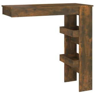 Berkfield Home Wall Bar Table Smoked Oak 102x45x103.5 cm Engineered Wood in Brown