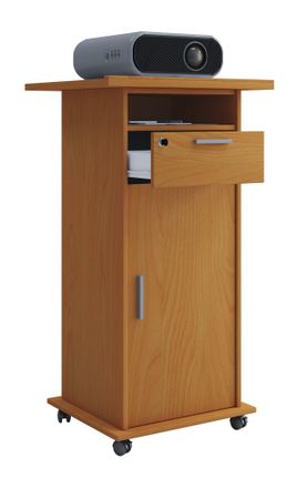 ebuy24 Ebuy24 - Mesa De Pie De Madera Vcm Ideal Para Proyector O Proyector Con Ruedas Y Puerta Dimensiones: Al. 108 X An. 60 X D. 50 Cm Panel Basculante Caj&oacute;