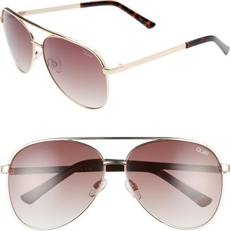 Quay Australia Vivienne 64mm Aviator Sunglasses in Gold/Brown at Nordstrom Rack