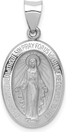 Diamond2Deal 14k White Gold Polished Satin Miraculous Medal Hollow Pendant