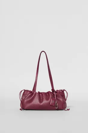 Alo Leather Mesh Mini Unwind Cinch Bag in Bordeaux Leather Mesh