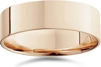 Pompeii3 7mm Flat High Polished Wedding Band 14K Rose Gold Size Selectable