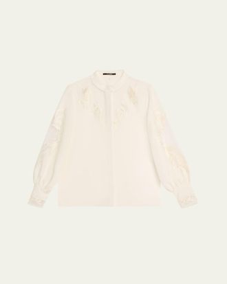 Kobi Halperin Angela Embroidered Sheer-Inset Blouse