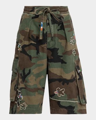 Nahmias Floral-Appliqu&eacute; Camo Cargo Shorts