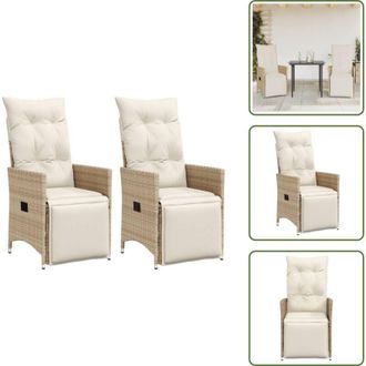vidaXL Sedie in rattan - vidaXL Sedie Reclinabili da Giardino 2pz con Cuscini Beige Polyrattan - Sedie con schienale regolabile