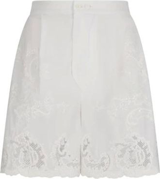 Ermanno Scervino Short Shorts, female, White, Size: S Embroidered Lace-Trim Shorts