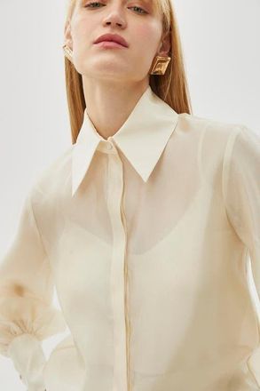 Exquise Bernard Embroidered Cotton Shirt in Ecru at Nordstrom, Size X-Large
