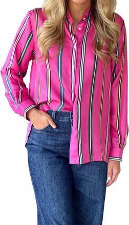 Vilagallo Silk Striped Blouse In Pink