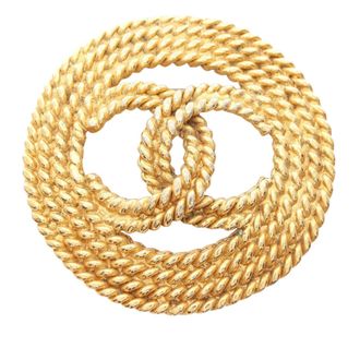 Chanel Gold Plated CC Rope Brooch 4.8x4.8cms