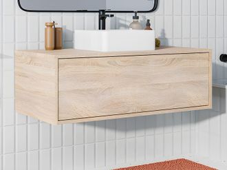 Vente-Unique Mobili per bagno sospeso con lavabo semplice Naturale chiaro - TEANA