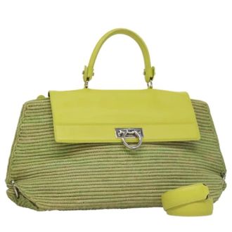 Ferragamo Pre-owned Handbags, female, Green, Size: ONE SIZE Pre-owned Leather Handbag