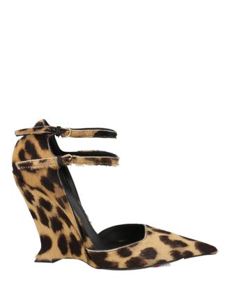 Ferragamo Vidya Suede Leopard Print Wedges