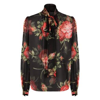 Dolce & Gabbana Blouses, female, Multicolor, S, Printed Chiffon Blouse