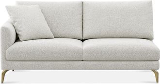 Castlery Lena Left Arm 2 Seater Sofa Customized, (Performance Boucle) Light Grey (Brass Legs), Spill Resistant, Removable Covers for Sofas by Castlery