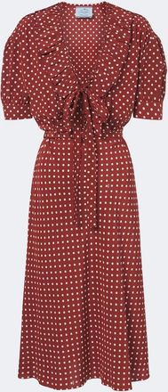 Prada Polka-dot ruffled silk midi dress