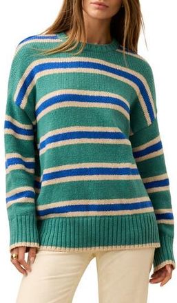 Faherty Summit Heirloom Organic Cotton Sweater in Shoreline Green Stripe at Nordstrom Rack, Size Large/x-Large