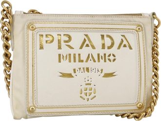 Prada Tessuto White Synthetic Shoulder Bag (Pre-Owned)