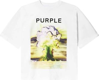 Purple T-shirt in cotone con grafica - Bianco
