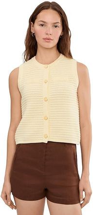 525 america Jayme Button Through Textured Vest Womens Vest Lemon Icing : MD, Cotton