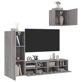 Berkfield Home 4 Piece TV Wall Units Grey Sonoma Engineered Wood