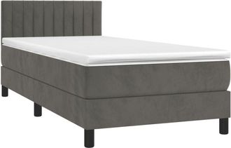 vidaXL Vidaxl - Cama Box Spring Colch&oacute;n Y Led Terciopelo Gris Oscuro 100x200 Cm