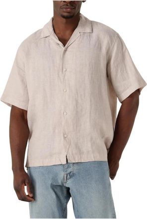 Selected Beige Casual Short Sleeve Shirt Resort - Heren - Korte mouwen Overhemden - Beige - XL - Overhemden