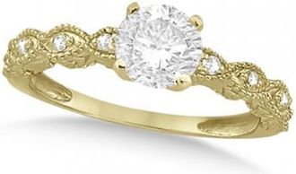 Allurez Petite Antique-Design Lab Grown Diamond Engagement Ring 14k Yellow Gold (0.50ct)