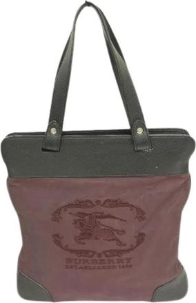 Burberry Pre-owned Tote Bags, male, Red, Size: ONE SIZE Pre-owned Established1856 Canvas Leather Tote Bag
