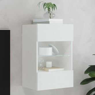 vidaXL Vidaxl - Mueble De Tv De Pared Con Luces Led Blanco 40x30x60,5 Cm