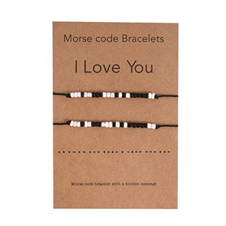 Generic Couples Matching Bracelets Boyfriend Girlfriend Relationship Jewelry Cute Pair Set (Black, One Size)