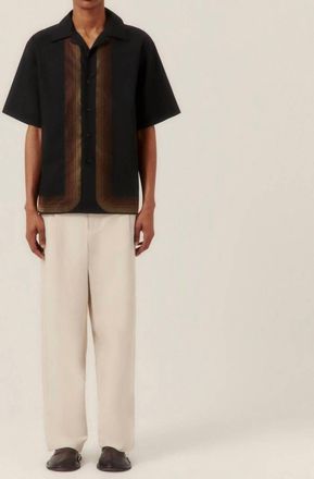 Commas Sun Waves Camp Collar Shirt In Black