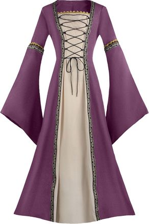 Generic Medieval Costume Women Plus Size Ball Gown Retro Flare Sleeve Cosplay Ball Dresses Vintage Victorian Dressing Palace Fancy Outift Plus Size Party Loli