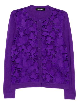 Oscar De La Renta floral lace cardigan - Purple