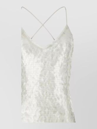 Norma Kamali fara dress sequin spaghetti straps crisscross back