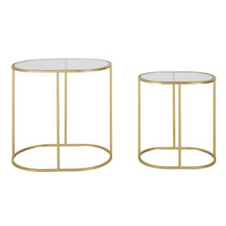 Maisons du monde Mesitas auxiliares de cristal y hierro chapado en oro (x2)