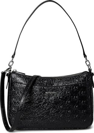 Michael Kors Jet Set Medium Top Zip Pouchette Crossbody Cross Body Womens Handbags Black : MD, Leather/Polyester