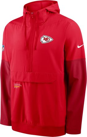 Nike Kansas City Chiefs Well Rounded Anorak Nike Mens NFL 1/2-Zip Hooded Jacket in Red | 03AT0CDS7G-R6H