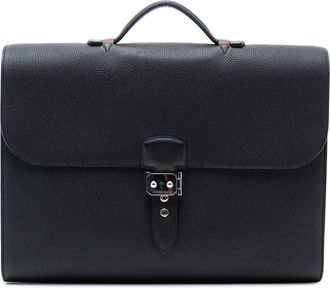 Hermès Black Togo and Swift Sac A Depeches Verso 38