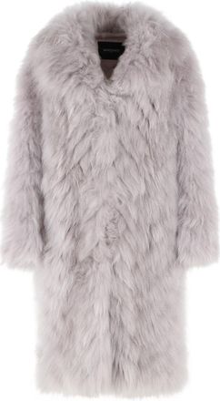Simonetta Ravizza Yori Cloud Grey Cashmere Goat Fur Coat