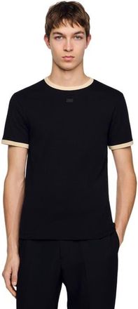 Sandro Two-tone patch T-shirt in Black at Nordstrom, Size X-Large