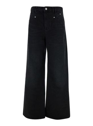 Isabel Marant Lemony Black Five-Pocket Jeans With Logo Patch In Cotton Denim Woman