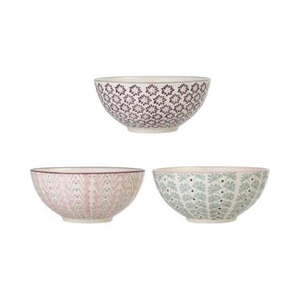 Bloomingville Juego de 3 cuencos de gres violeta