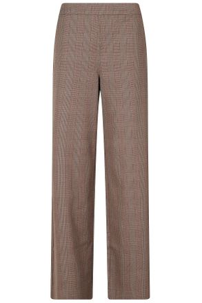 Essentiel High-Waisted Checkered Wide Leg Pants With Pleated Front