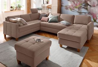 HOME AFFAIRE Wohnlandschaft »Earl U-Form« wahlweise auch mit Bettfunktion oder Bettfunktion mit Bettkasten