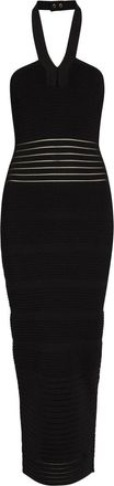 Balmain Ribbed Knit Midi Dress - Black - 38 (UK10 / S)